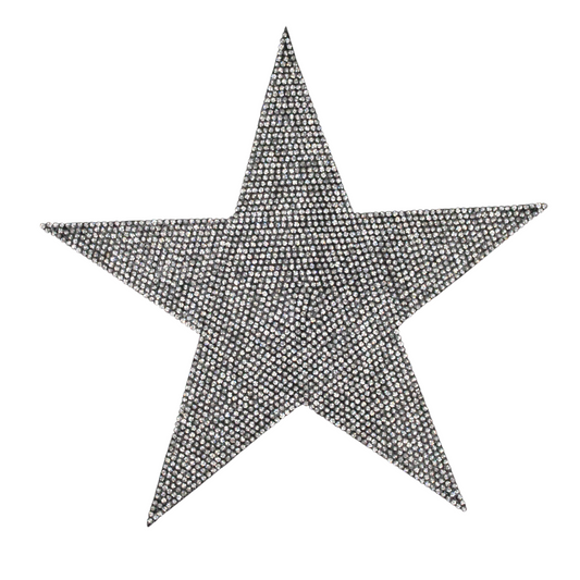 8 Inch Silver Star Rhinestone Patch