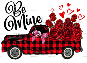 Be Mine Roses Truck DTF Transfer