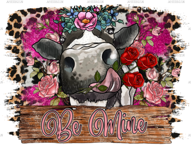 Be Mine Valentine Cow DTF Transfer