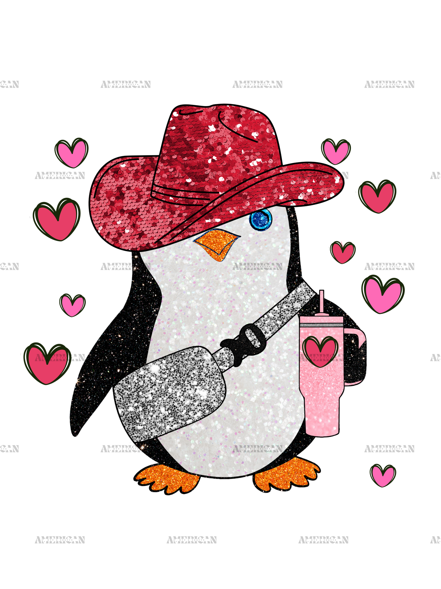 Cowgirl Love Penguin DTF Transfer