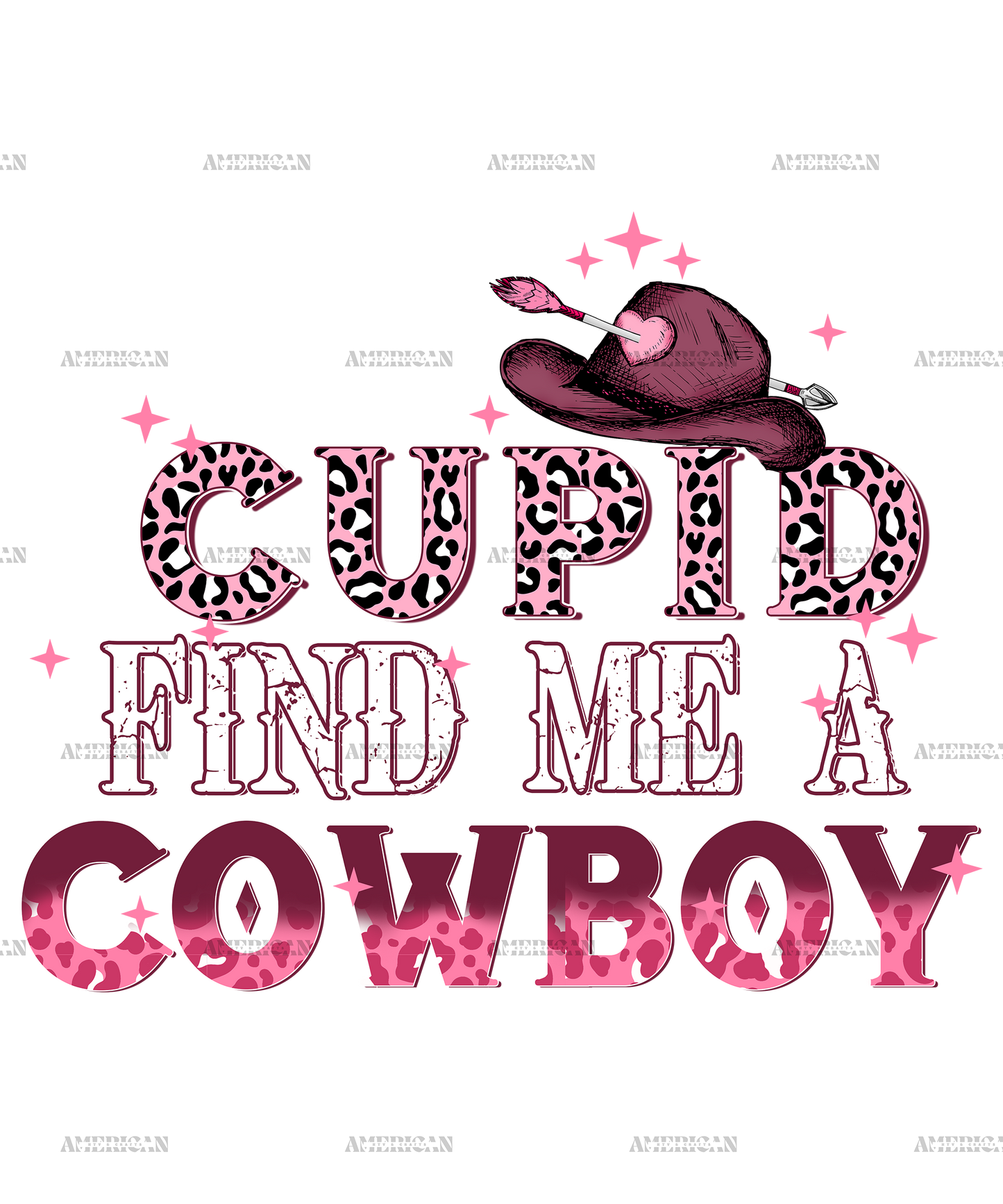 Cupid Find Me A Cowboy-2 DTF Transfer