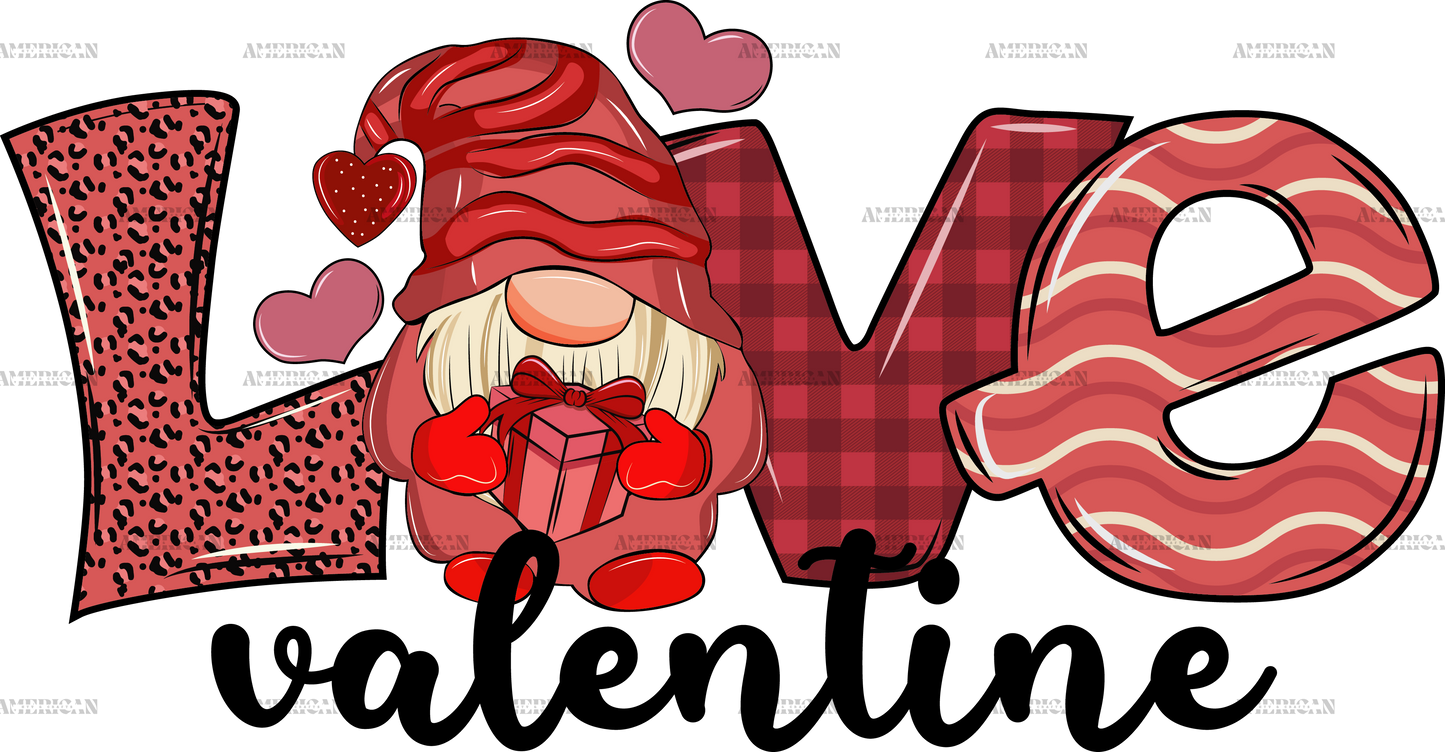 Gnome Love Valentine DTF Transfer