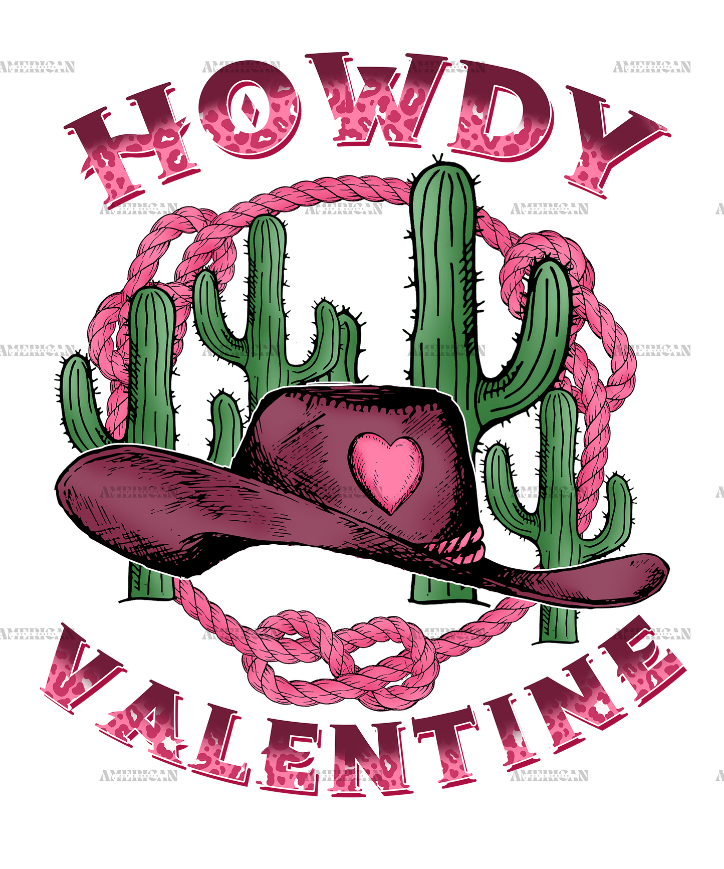 Howdy Valentine Cactus DTF Transfer