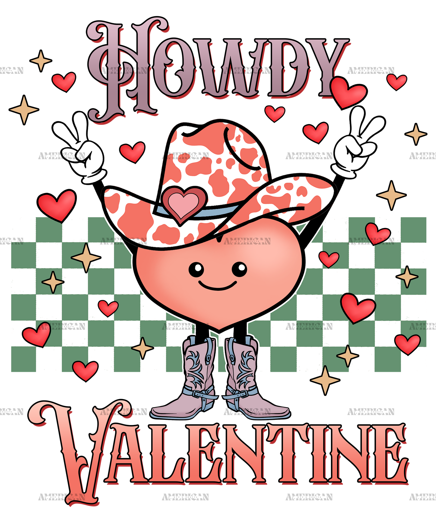 Howdy Valentine Checkered Love DTF Transfer