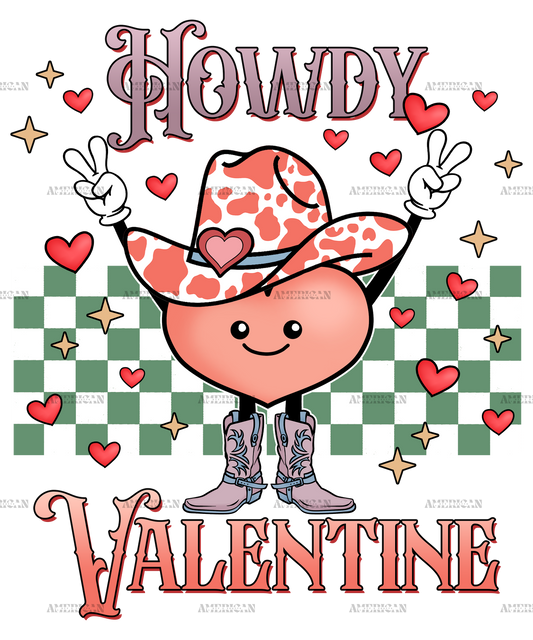 Howdy Valentine Checkered Love DTF Transfer