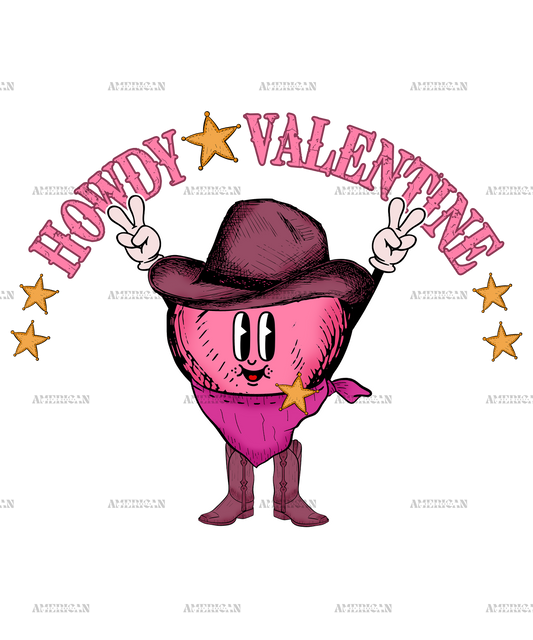 Howdy Valentine Heart DTF Transfer