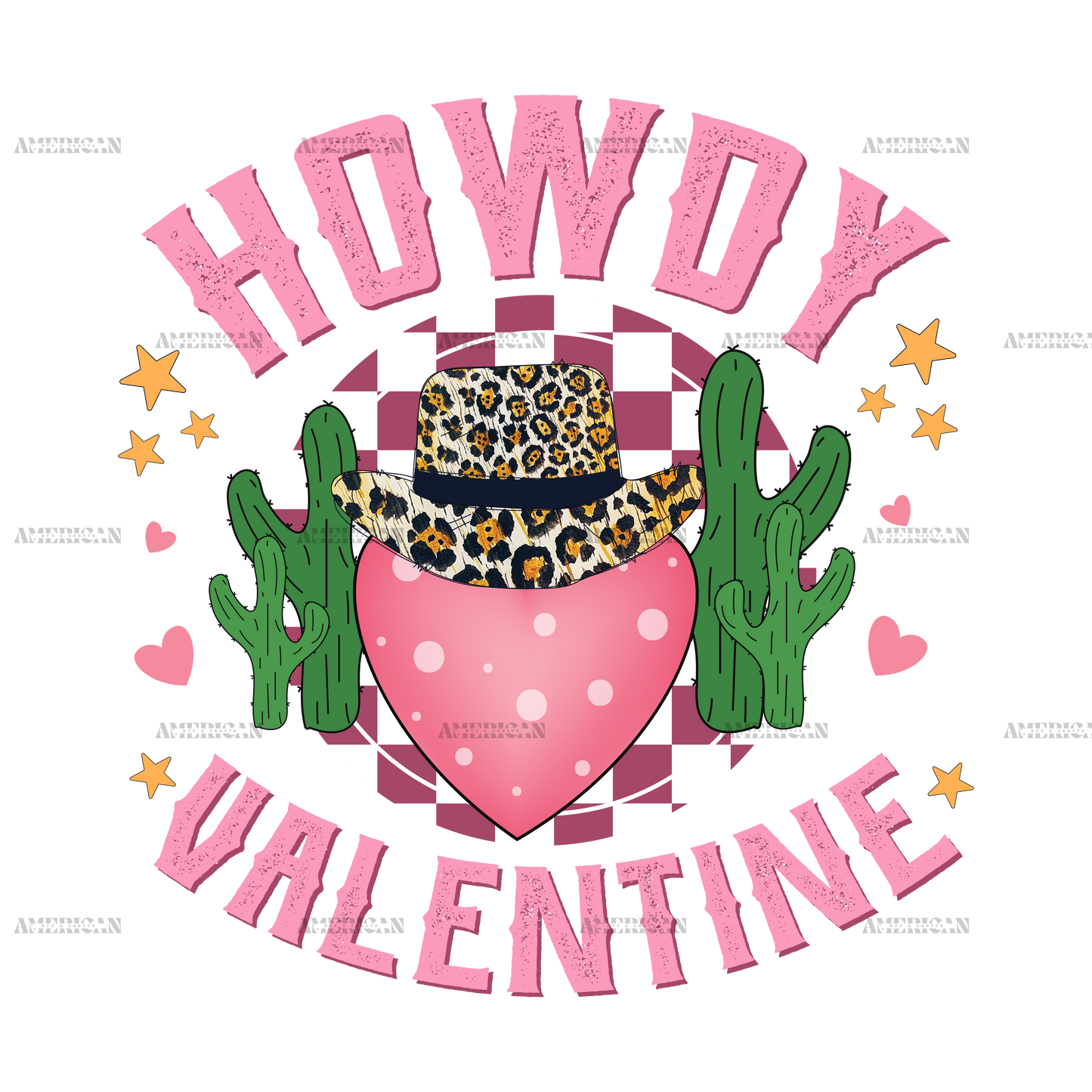 Howdy Valentine Heart Cactus DTF Transfer