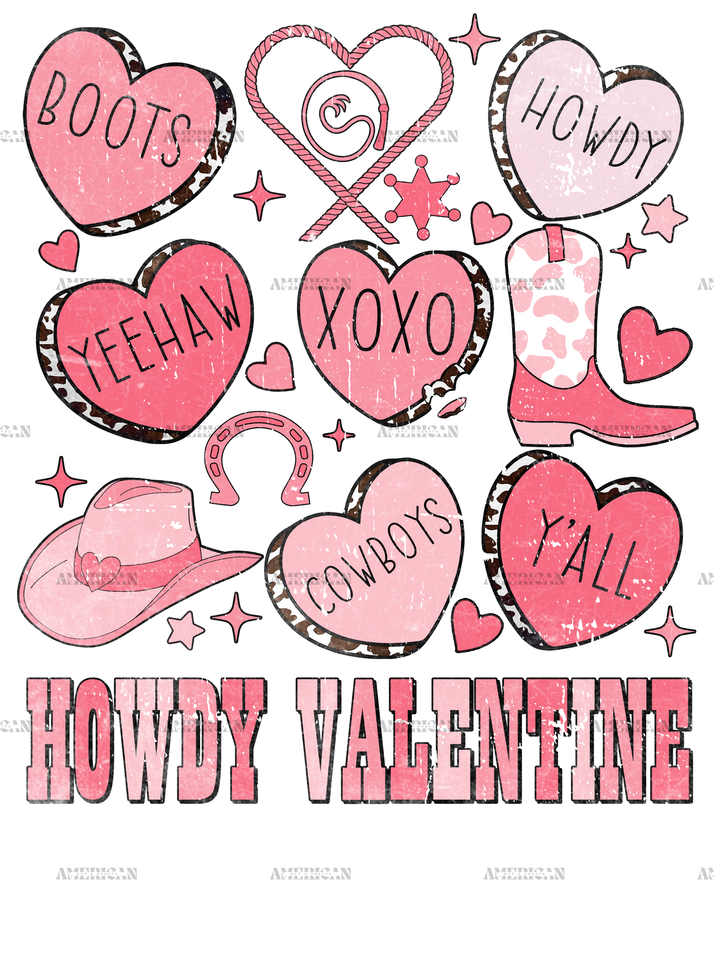 Howdy Valentine Heart Candies DTF Transfer