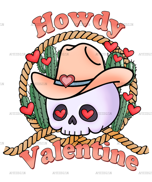 Howdy Valentine Skull DTF Transfer