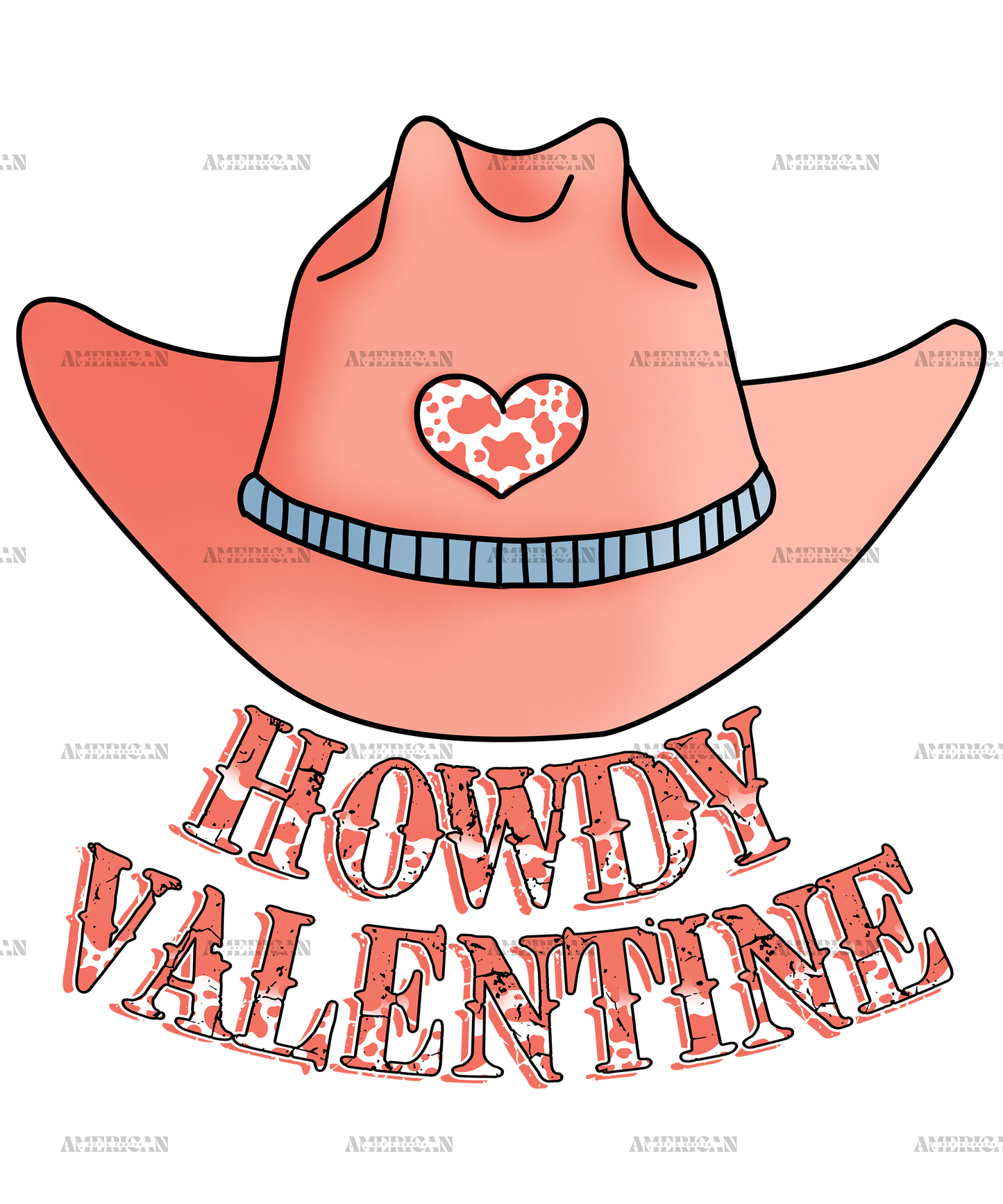 Howdy Valentine Western Hat DTF Transfer