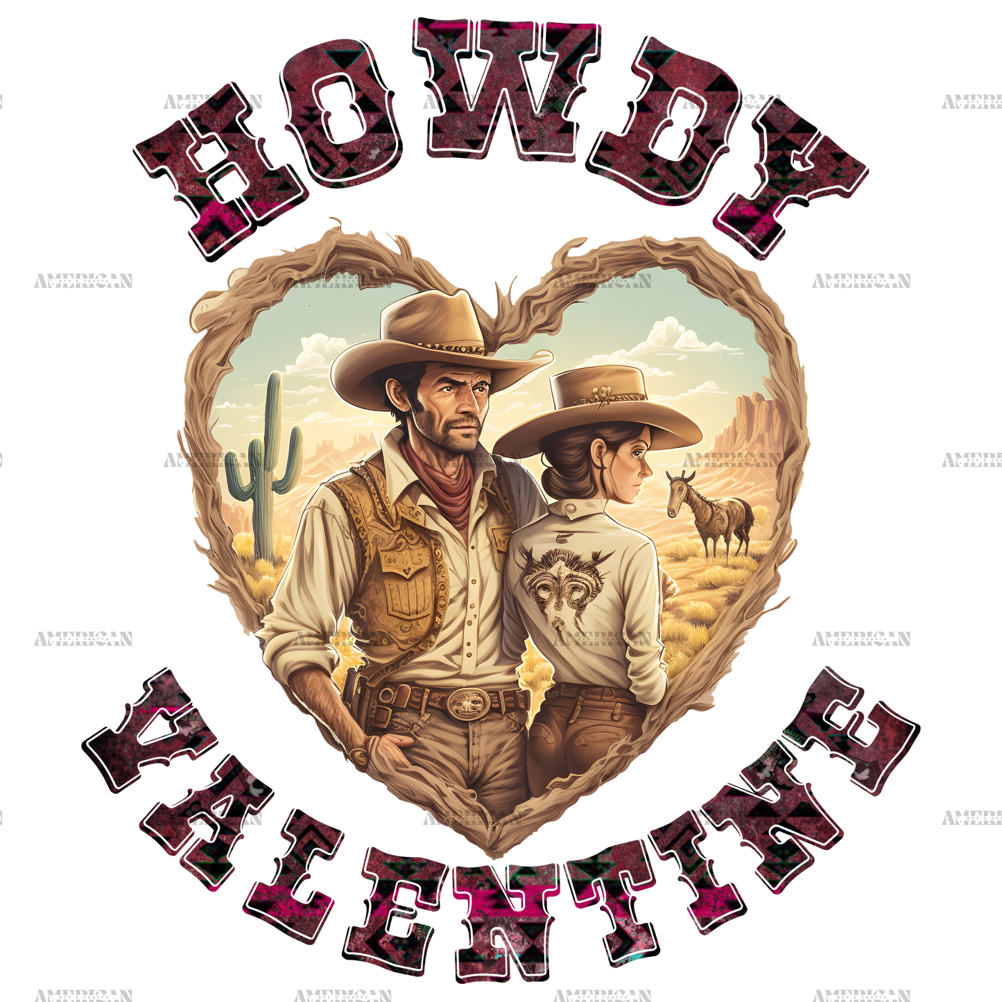 Howdy Valentine Western Love DTF Transfer