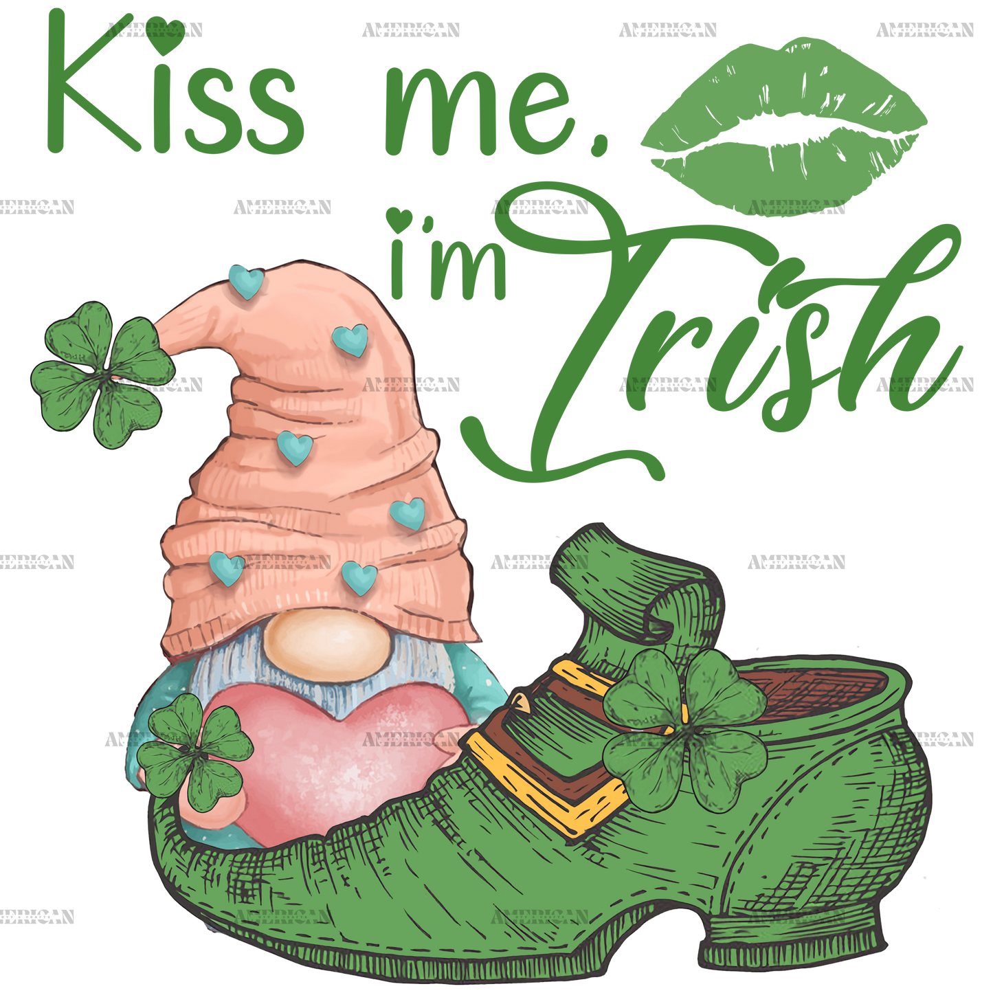 Kiss Me I'm Irish Gnome DTF Transfer