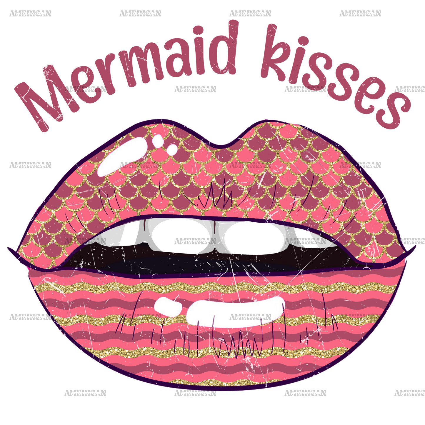 Mermaid Kisses Lips DTF Transfer