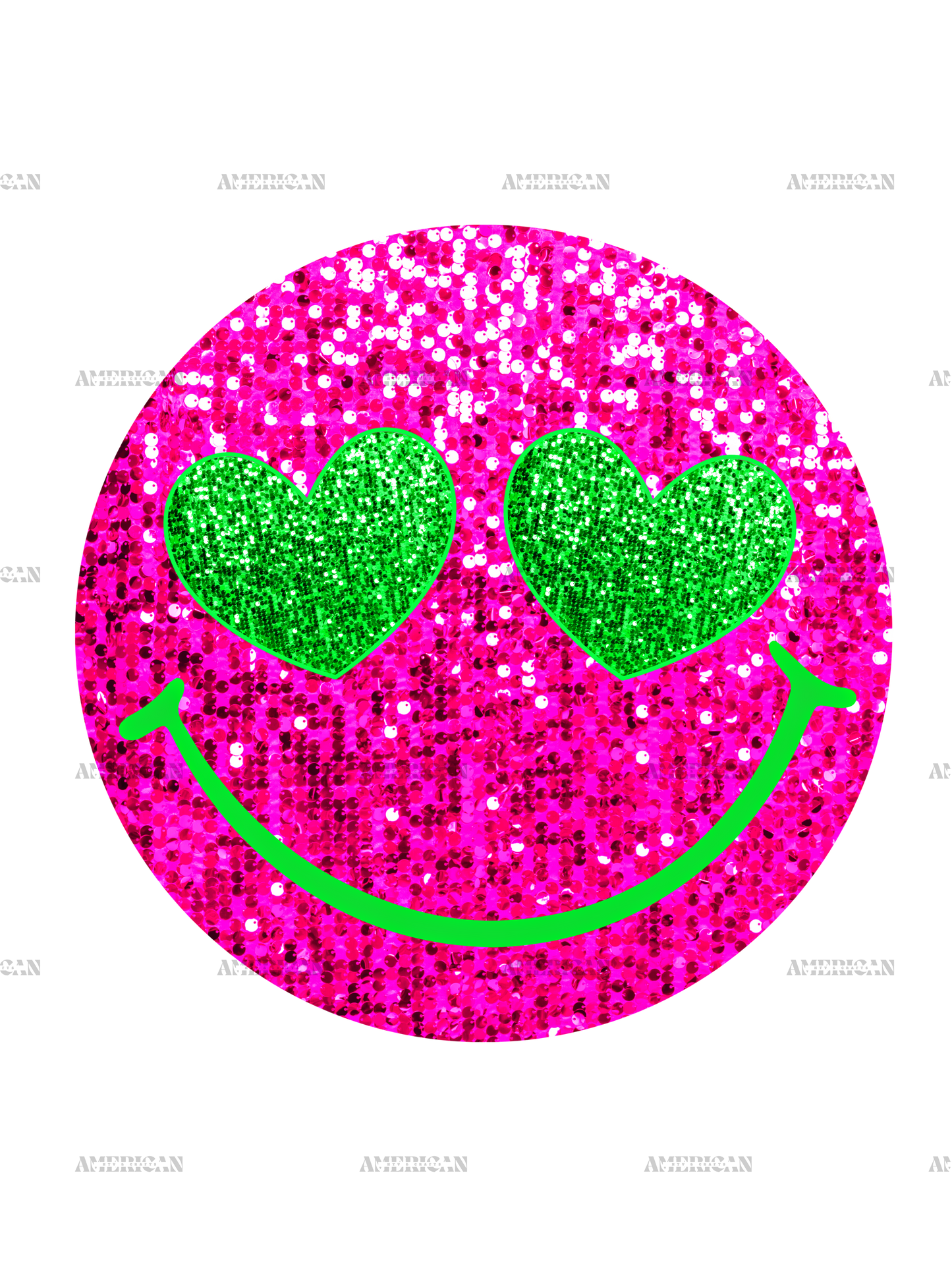 Pink Sequins Smiley DTF Transfer