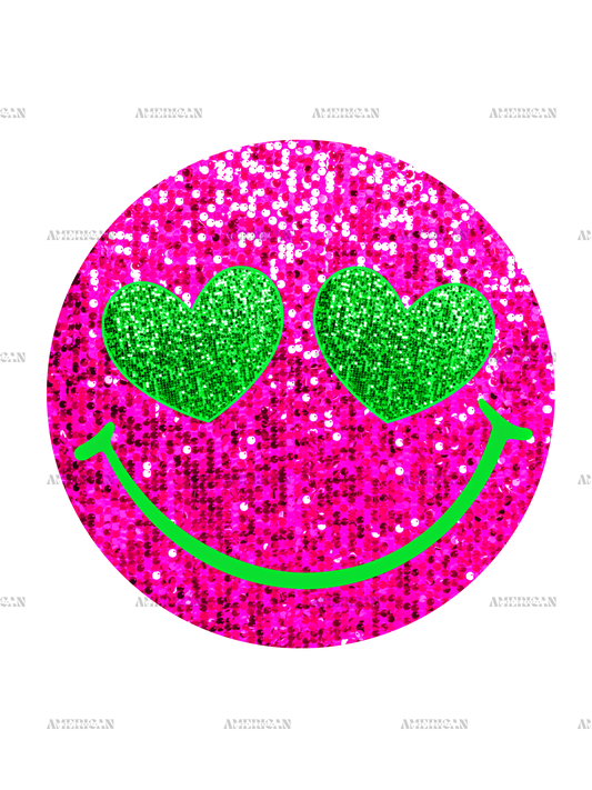 Pink Sequins Smiley DTF Transfer