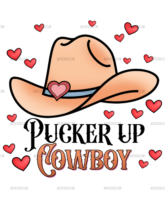 Pucker Up Cowboy Hearts DTF Transfer