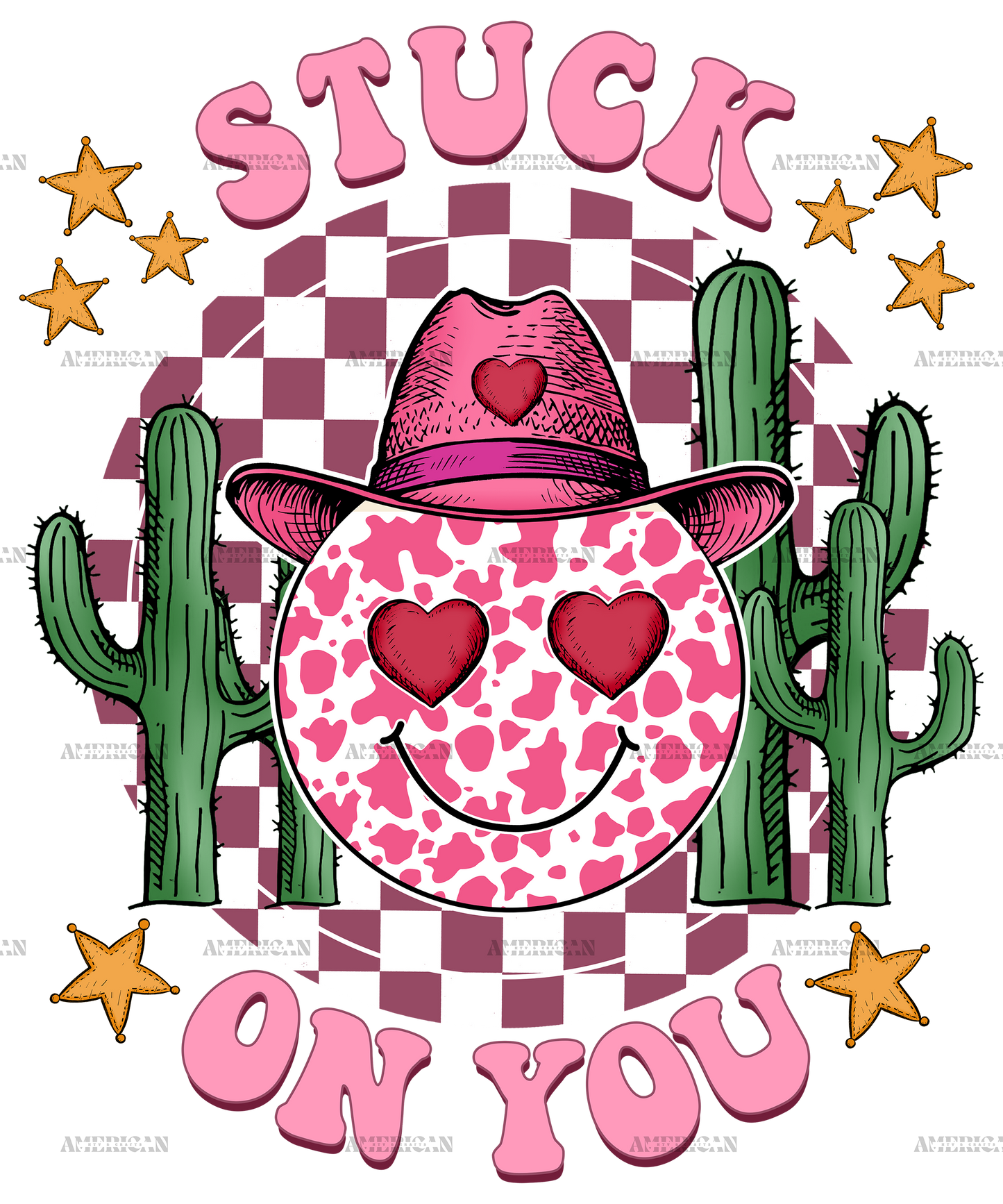 Stuck On You Cactus Smiley DTF Transfer