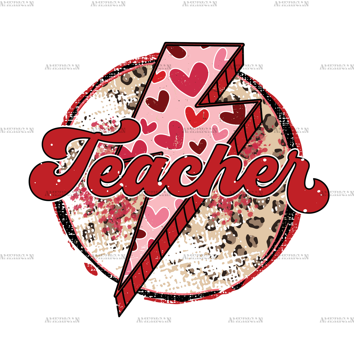 Valentine Teacher Bolt DTF Transfer