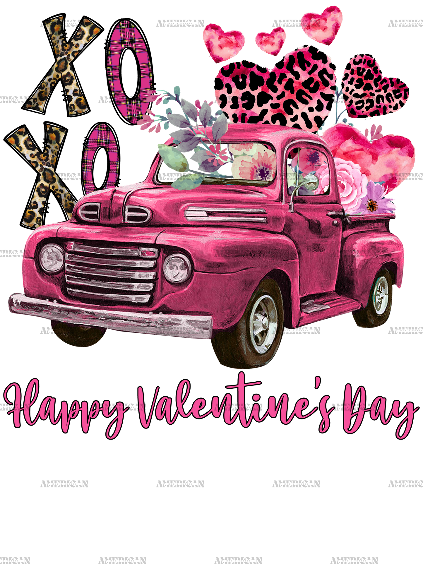 Xoxo Happy Valentines Day Truck DTF Transfer