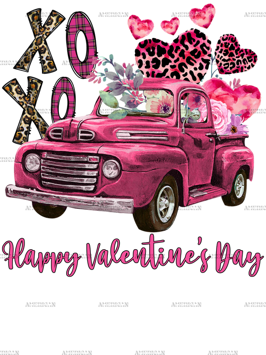 Xoxo Happy Valentines Day Truck DTF Transfer