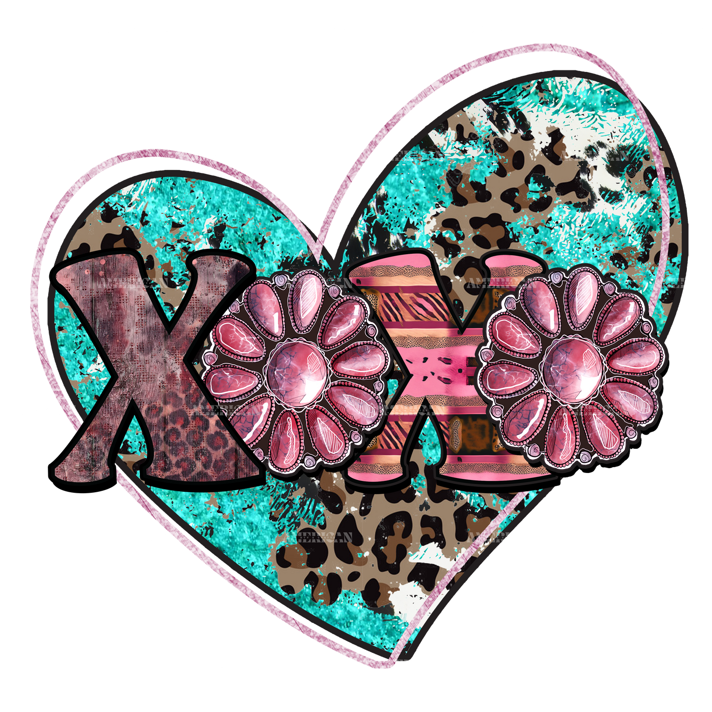 Xoxo Heart Western Valentine DTF Transfer