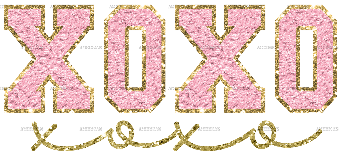 Xoxo Pink Gold DTF Transfer