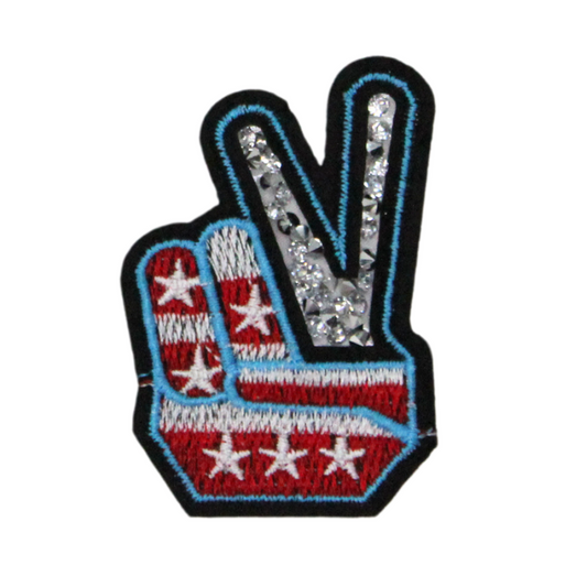 Peace Hand Crystal Patch (Small/Embroidery)