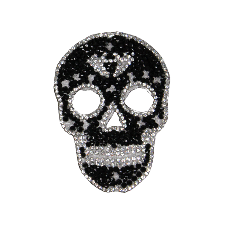 Skull Black Rhinestone Patch