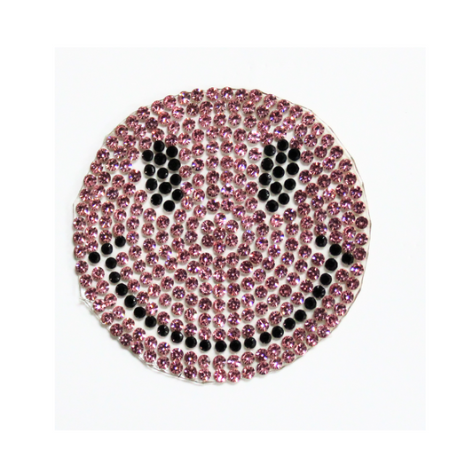 Pink Smiley Rhinestone Patch